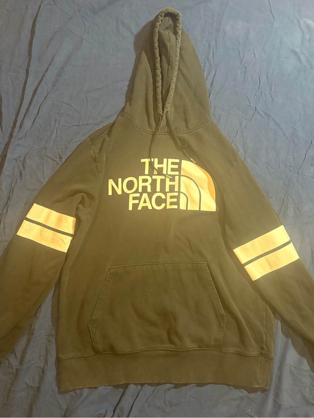 The North Face Black with White Stripe Hoodie – Men’s L